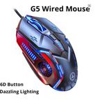 G5 Mute Bedrade Muis Zes Sleutels Lichtgevende Game E, Muis, Nieuw, Ophalen of Verzenden, Linkshandig