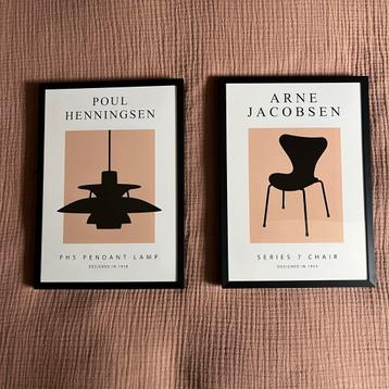 2x IKEA LOMVIKEN fotolijsten zwart 30x21cm met design prints beschikbaar voor biedingen