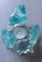 Bijzondere kaarsenhouder met aquarelkleurige glasstenen, Overige materialen, Blauw, Ophalen of Verzenden, Zo goed als nieuw