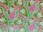 Stof roze groen retro vintage VINTAGE retro jaren 60 of 70, 120 cm of meer, Ophalen of Verzenden, Katoen, Groen