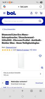Diamond Line Douchewand 110x200 - Chroom/Glas, Doe-het-zelf en Verbouw, Sanitair, Ophalen, Nieuw, Chroom, Douche