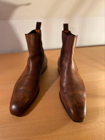 Santoni Chelsea boots laarsjes 8 42,5 cognac kalfsleer beschikbaar voor biedingen