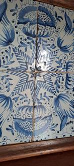 Vier blauwe 'tulp en ster' tegels vierpas Friesland?, Antiek en Kunst, Ophalen of Verzenden