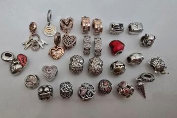 Prachtige originele Pandora bedels (zilver, bicolor, rose)  beschikbaar voor biedingen