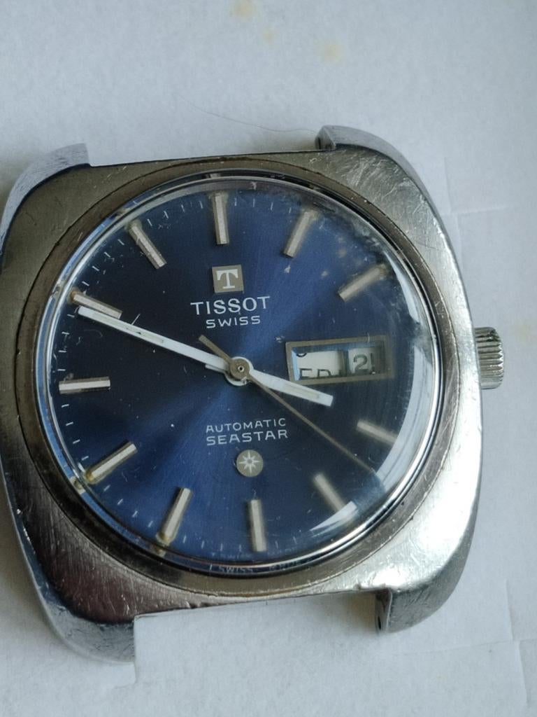 Tissot Seastar vintage automatisch horloge, Ophalen of Verzenden, Gebruikt, Leer, Overige merken