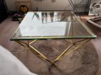 Glazen salontafel met gouden montuur, Huis en Inrichting, Ophalen, Gebruikt