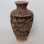 Antieke Chinese Handgesneden Witte Cinnaber Vaas – 14 cm –, Ophalen of Verzenden