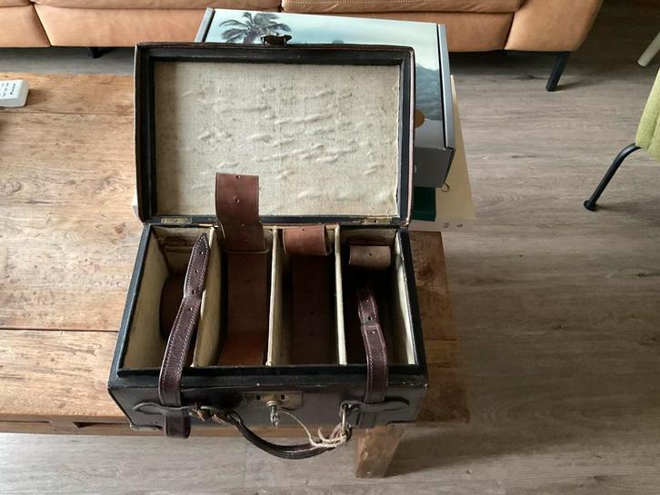 Engelse lederen koffer voor jachtgeweer kogels, Antiek en Kunst, Antiek | Overige Antiek, Ophalen of Verzenden