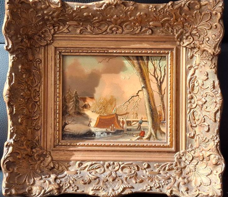 Olieverf op paneel naar Louis apol, Antiek en Kunst, Kunst | Schilderijen | Klassiek, Ophalen of Verzenden