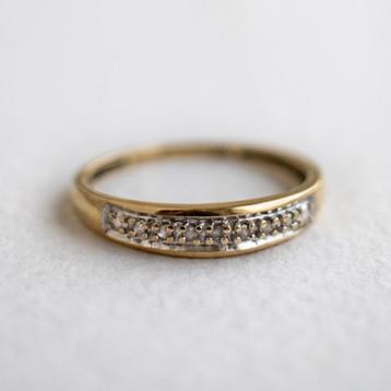Vintage 9ct goud h. eternity ring met diamanten - maat 17,5 beschikbaar voor biedingen