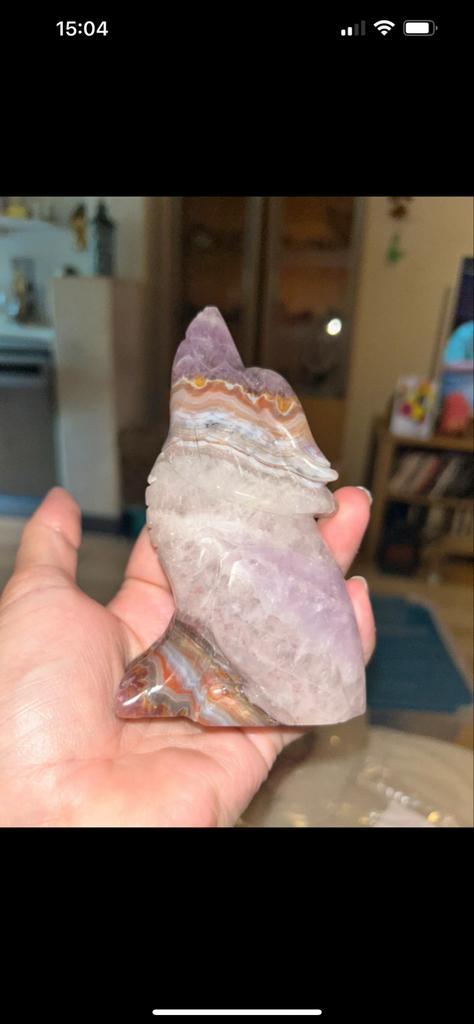 Amethist Wolf met Agaat, Sieraden, Tassen en Uiterlijk, Edelstenen, Nieuw, Ophalen of Verzenden