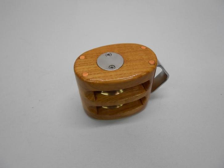 Houten Blok / Katrol, Dubbelschijfs voor 10 mm lijn, Watersport en Boten, Accessoires en Onderhoud, Nieuw, Lijn of Blok, Ophalen of Verzenden