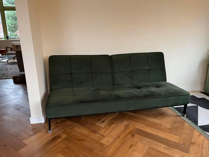 Bank slaapbank groen velvet fonq, Huis en Inrichting, Slaapkamer | Slaapbanken, 190 cm of minder, Tweepersoons, Groen, Ophalen