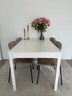 Eettafel met uitbreiding  wit hout, Huis en Inrichting, Ophalen, Overige materialen, 50 tot 100 cm, Zo goed als nieuw