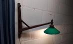 Vintage design houten schaarlamp, Huis en Inrichting, Lampen | Wandlampen, Ophalen of Verzenden, Zo goed als nieuw, Glas
