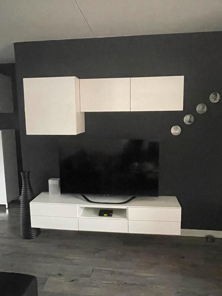 Besta Ikea witte wandmeubel combinatie, Huis en Inrichting, Kasten | Televisiemeubels, Zo goed als nieuw, 150 tot 200 cm, 150 tot 200 cm