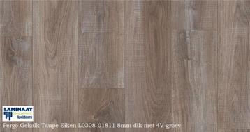 Pergo Laminaat Taupe Eiken 8mm 4V-groev Top kwaliteit beschikbaar voor biedingen