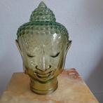Boeddha, glas, vintage, hoofd, groen 31 cm., Ophalen of Verzenden, Zo goed als nieuw