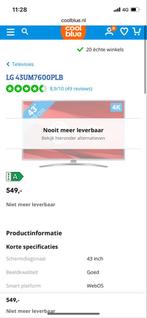 LG 43 inch Smart TV (2020) - Wegens inbouw te koop!, Ophalen, 50 Hz, 40 tot 60 cm, 4k (UHD)