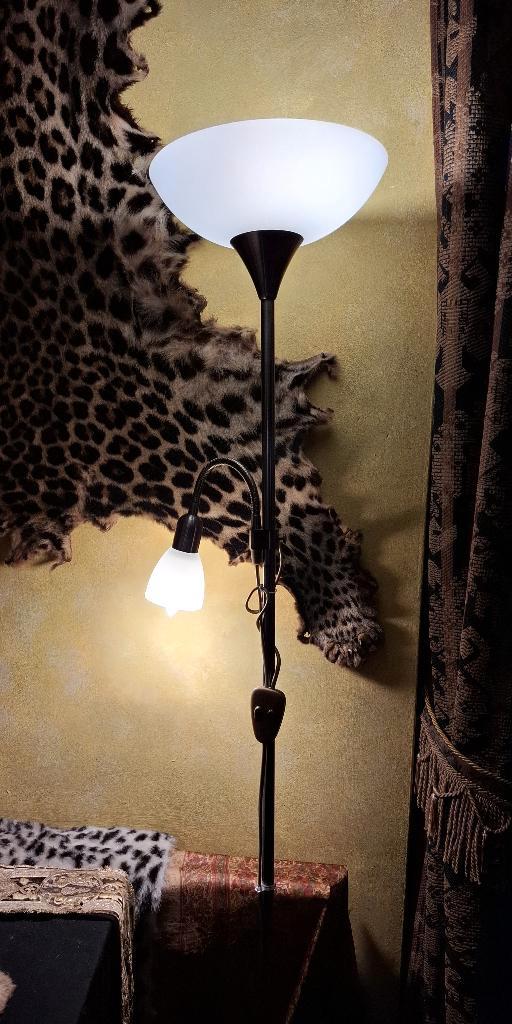 Staande messing vloerlamp - lamp met leeslamp 1.77 m, Huis en Inrichting, Lampen | Vloerlampen, Zo goed als nieuw, 150 tot 200 cm