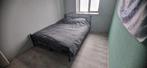 Zwart metalen bedframe met matras 200x140, Ophalen, Zie foto, Zwart, Tweepersoons