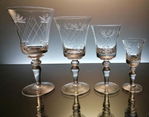 Franse Art Deco kristallen glazen, Antiek en Kunst, Antiek | Glas en Kristal, Ophalen of Verzenden