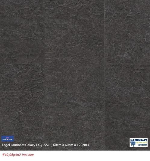 Tegel Laminaat Leisteen Zwart 1551 122,4cm lang X 40,8cm bre, Huis en Inrichting, Stoffering | Vloerbedekking, Nieuw, Laminaat