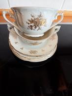 Prachtige Mosa goudroosje barok soepkommen. En 2 gebaksschot, Antiek en Kunst, Antiek | Servies los, Ophalen of Verzenden