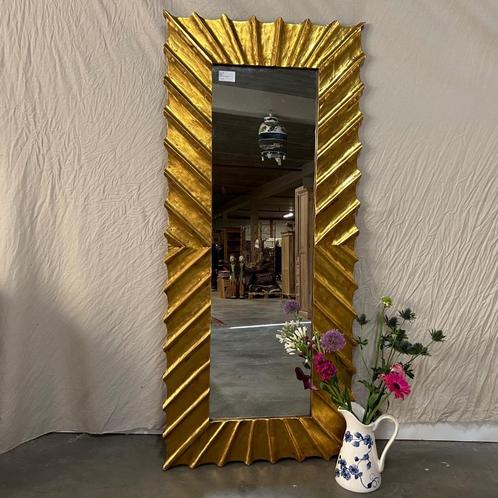 Stoere Spiegel – houten lijst Goud - 180 x 80 cm -TTM Wonen, Huis en Inrichting, Woonaccessoires | Spiegels, Nieuw, 75 tot 100 cm