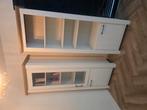Set van 2 boekenkasten/vitrinekasten wit met eiken, Huis en Inrichting, Ophalen, 50 tot 100 cm, Landelijk, 150 tot 200 cm