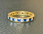 18 karaat gouden ring natuurlijke diamant en saffier 1.68ct!, Sieraden, Tassen en Uiterlijk, Ringen, 18 tot 19, Ophalen of Verzenden