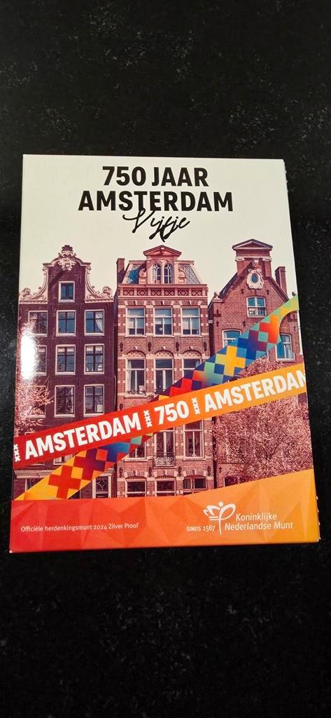 750 jaar Amsterdam Vijfje KNM, Postzegels en Munten, Munten | Nederland, Setje, Euro's, Koningin Beatrix, Zilver, Ophalen of Verzenden