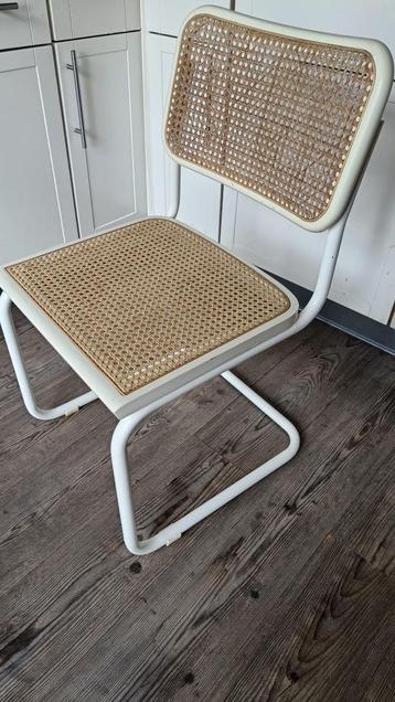 4x Thonet Breuer Cesca stoel wit rotan webbing made in Italy beschikbaar voor biedingen