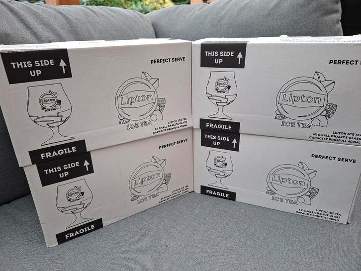 4 Dozen Lipton Ice Tea Glazen - Nieuw in Doos!, Huis en Inrichting, Keuken | Servies, Nieuw, Glas of Glazen, Overige stijlen, Glas