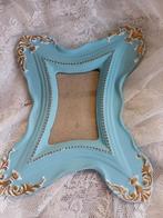 Franse Brocante Fotolijst Blauw Goud Polystone klei?, Overige materialen, Minder dan 50 cm, Gebruikt, Ophalen of Verzenden