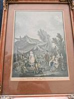 Antieke kleurenets ets noce de Village gravure, Ophalen