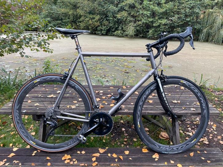 Morati Titanium 61cm Shimano 105, Fietsen en Brommers, Fietsen | Racefietsen, Gebruikt, Heren, 10 tot 15 versnellingen, Titanium
