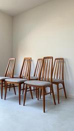 Zes vintage houten eetkamerstoelen Deens Koefoed Hornslet, Ophalen, Overige kleuren, Vintage, Zo goed als nieuw