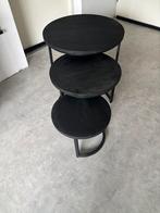 Mooie zwarte Salontafels, set van 3, Huis en Inrichting, Tafels | Salontafels, Ophalen, 50 tot 100 cm, Rond, Zo goed als nieuw