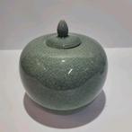 Stenen crackle pot met deksel, Huis en Inrichting, Woonaccessoires | Vazen, Overige kleuren, Aardewerk of Porselein, Ophalen of Verzenden