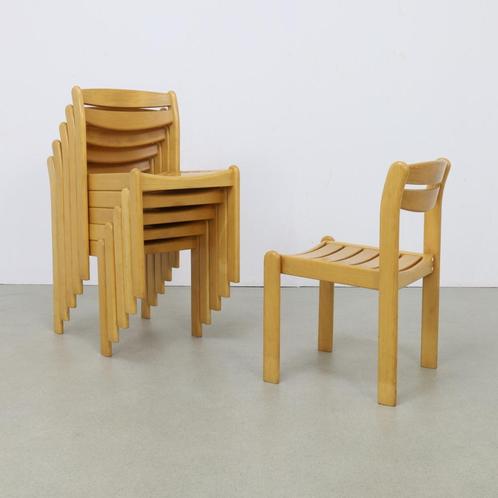 6x Vintage Eetkamerstoel Casala, Huis en Inrichting, Stoelen, Gebruikt, Vijf, Zes of meer stoelen, Hout, Bruin, Ophalen