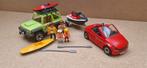 Playmobil waterpret kano's en jetski met auto., Ophalen of Verzenden, Zo goed als nieuw