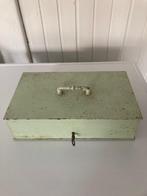 Brocante oude geldkist pistache, Ophalen of Verzenden