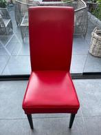 Vintage Mobitec rode leren stoelen (set 6 stuks), Huis en Inrichting, Ophalen, Gebruikt, Hout, Vijf, Zes of meer stoelen