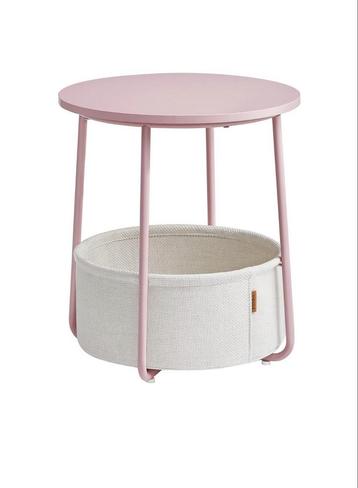 (NIEUW) Pastelroze bijzettafel met mand beschikbaar voor biedingen