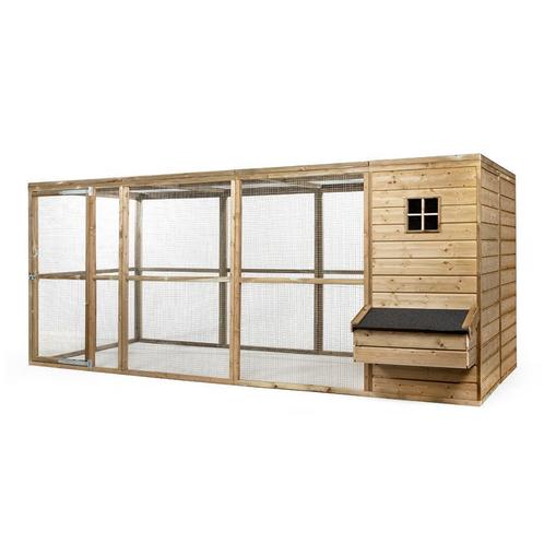 Houten Kippenren met groot nachthok en legnest | 448 x 179, Dieren en Toebehoren, Pluimvee | Toebehoren, Nieuw, Kippenhok of Kippenren