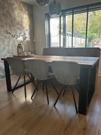 Complete eetkamer set. Tafel, stoelen en eetbank, Ophalen, 50 tot 100 cm, Zo goed als nieuw, 150 tot 200 cm