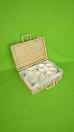 Vintage Mini Picnic Basket | Pastel | Complete Set, Hobby en Vrije tijd, Picknickmanden, Verzenden