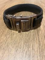 Zwarte leren zilveren Buddha to Buddha armband, Ophalen of Verzenden, Gebruikt, Zwart, Leer