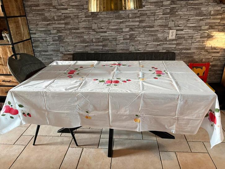 Katoenen Tafelkleed met 8 Servetten - 215x170cm, Huis en Inrichting, Tafelkleden, Zo goed als nieuw, Rechthoek, Binnen, Buiten